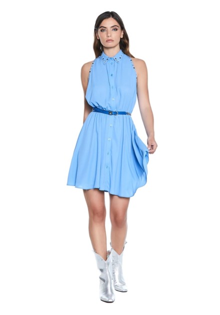 VESTIDO RELISH CORTO DOR CAMISERO SIN MANGAS TACHAS