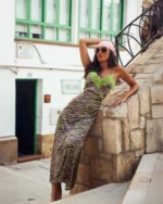 CAMALEONICA VESTIDO MUJER VESTIDO CALIX NEU MARRON - Imagen 4